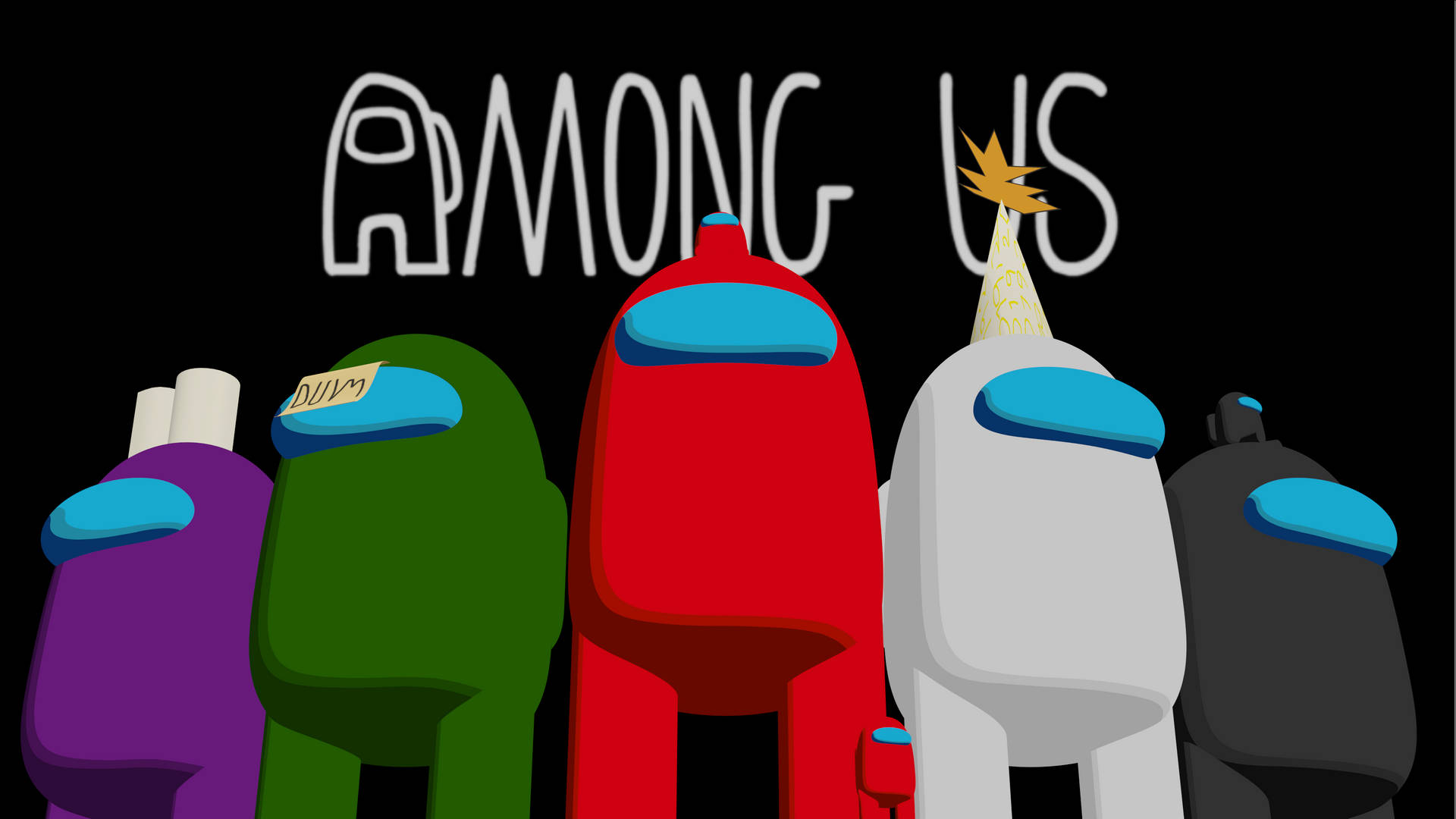 Among Us Red And Other Crewmates Wallpaper