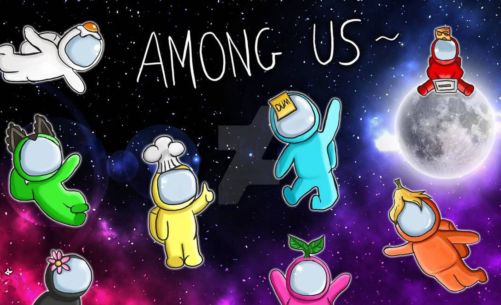 Among Us Space Vector Art Background