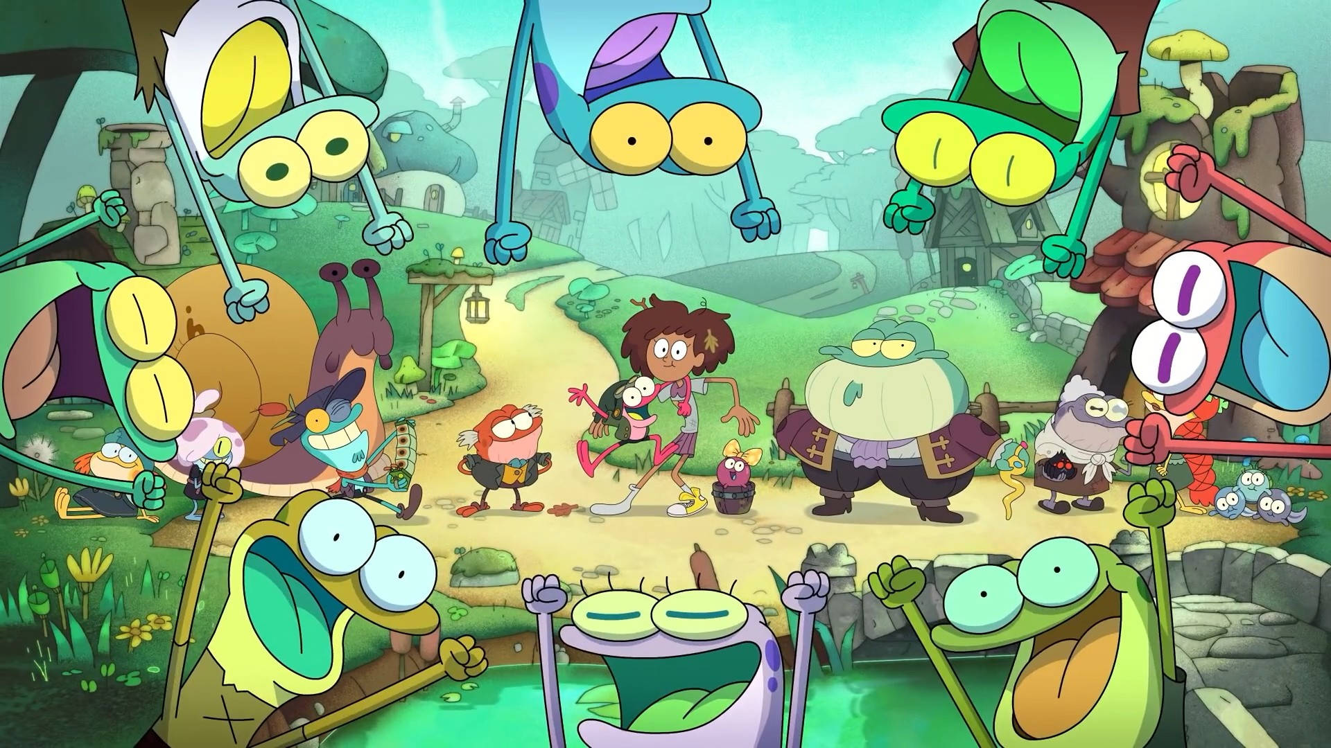 Amphibia Happy Frogs Background