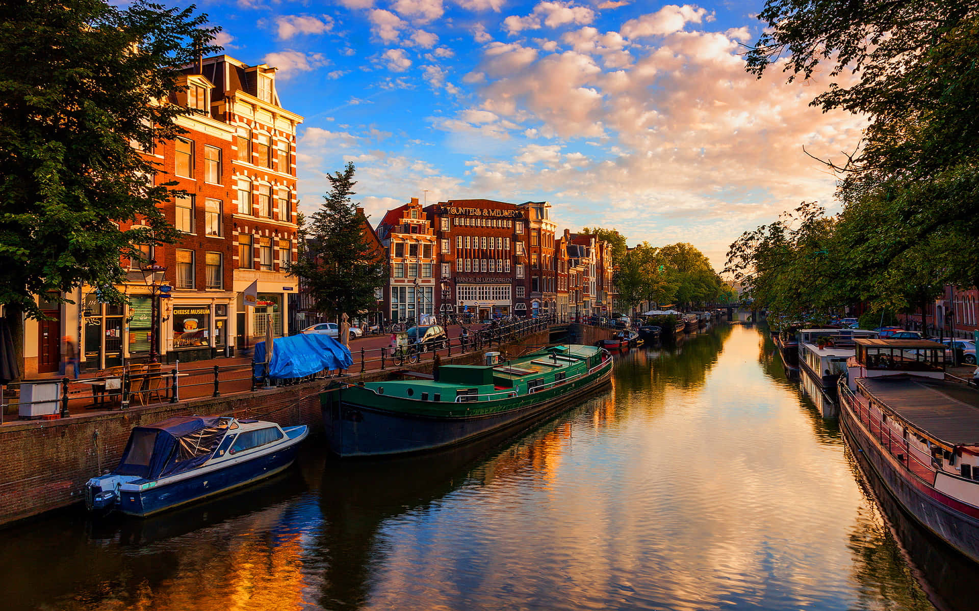 Amsterdam Canal Sunset View Wallpaper