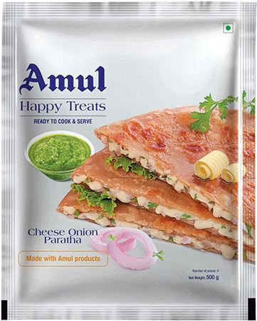 Amul Cheese Onion Paratha Packaging PNG