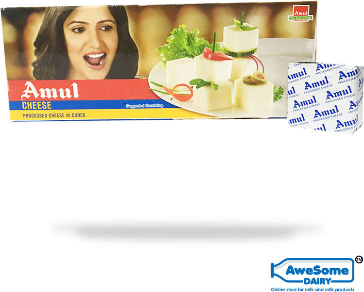 Amul Cheese Processed Cubes Packaging PNG