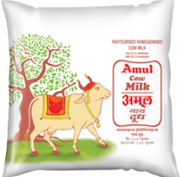 Amul Cow Milk Packet Design PNG