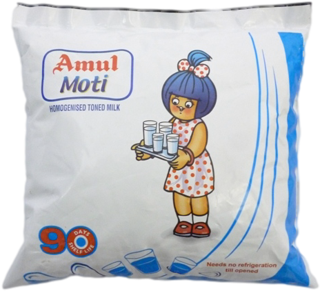 Amul Moti Toned Milk Packet PNG