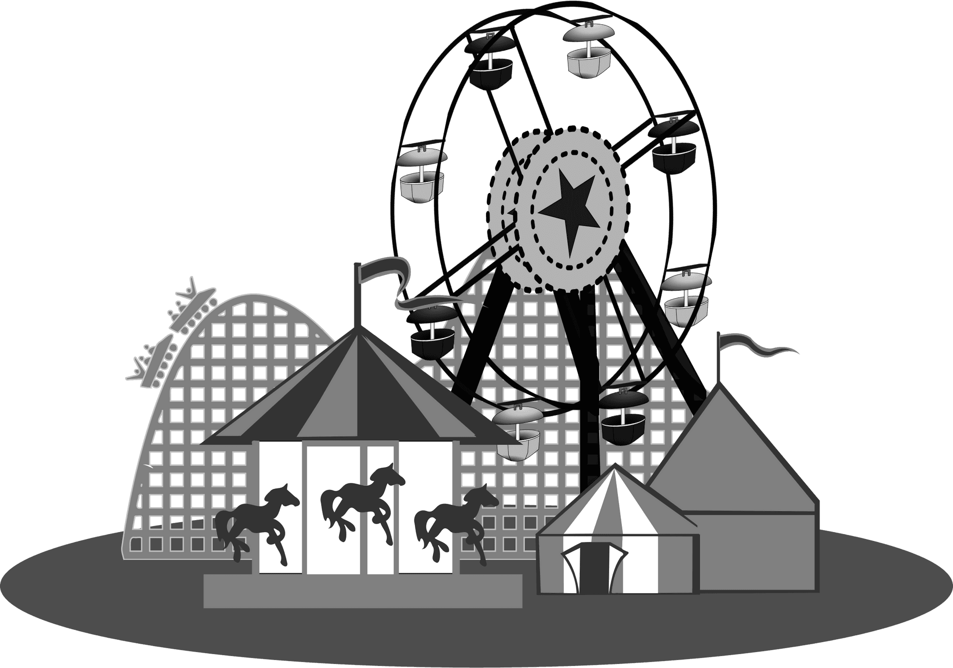 Amusement Park Clipart Scene PNG