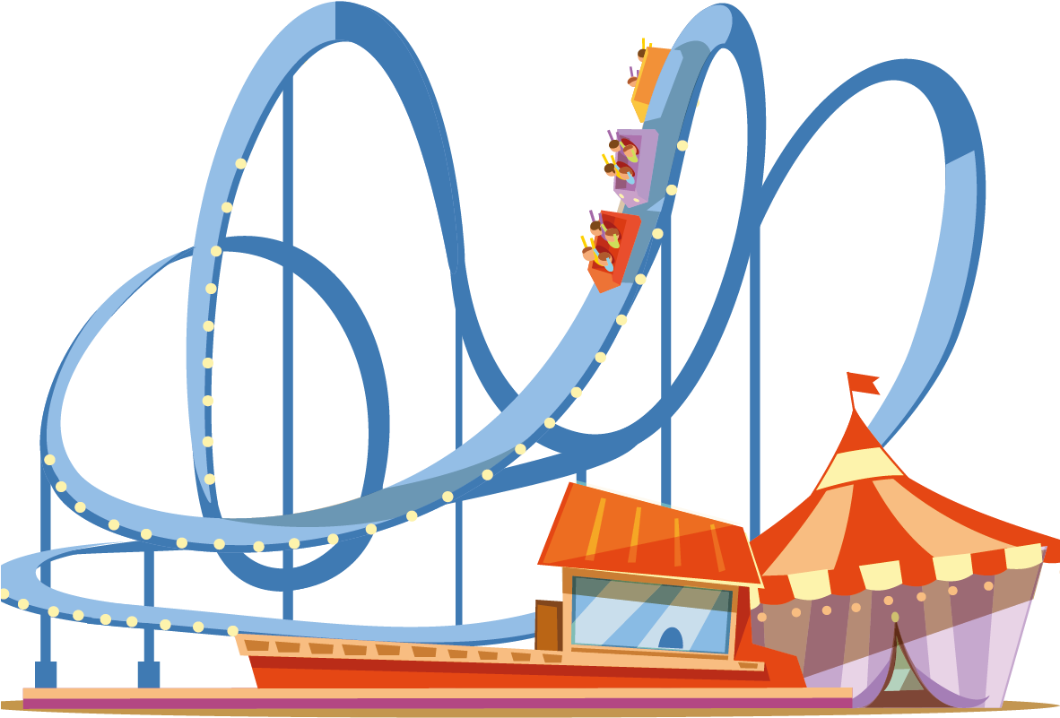 Amusement Park Roller Coaster Illustration PNG
