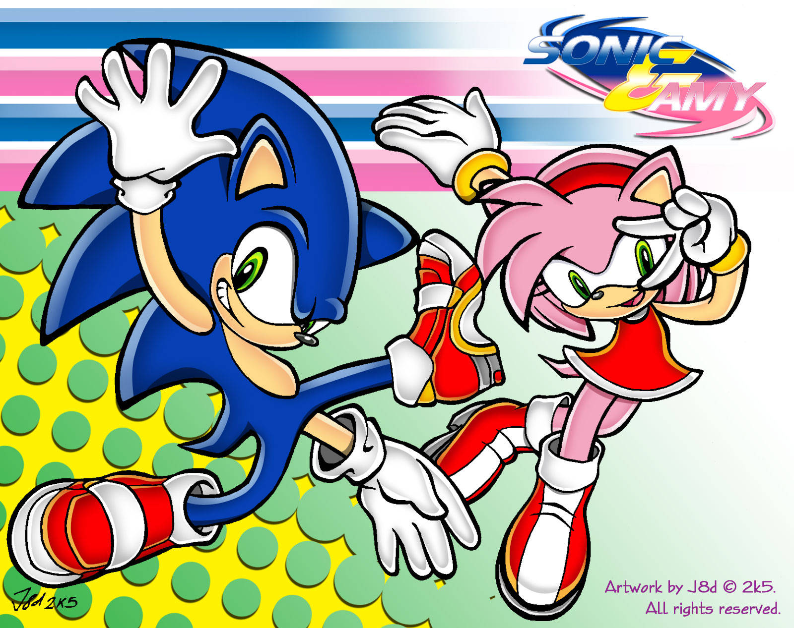 Amy Rose And Sonic Artwork Wallpaper