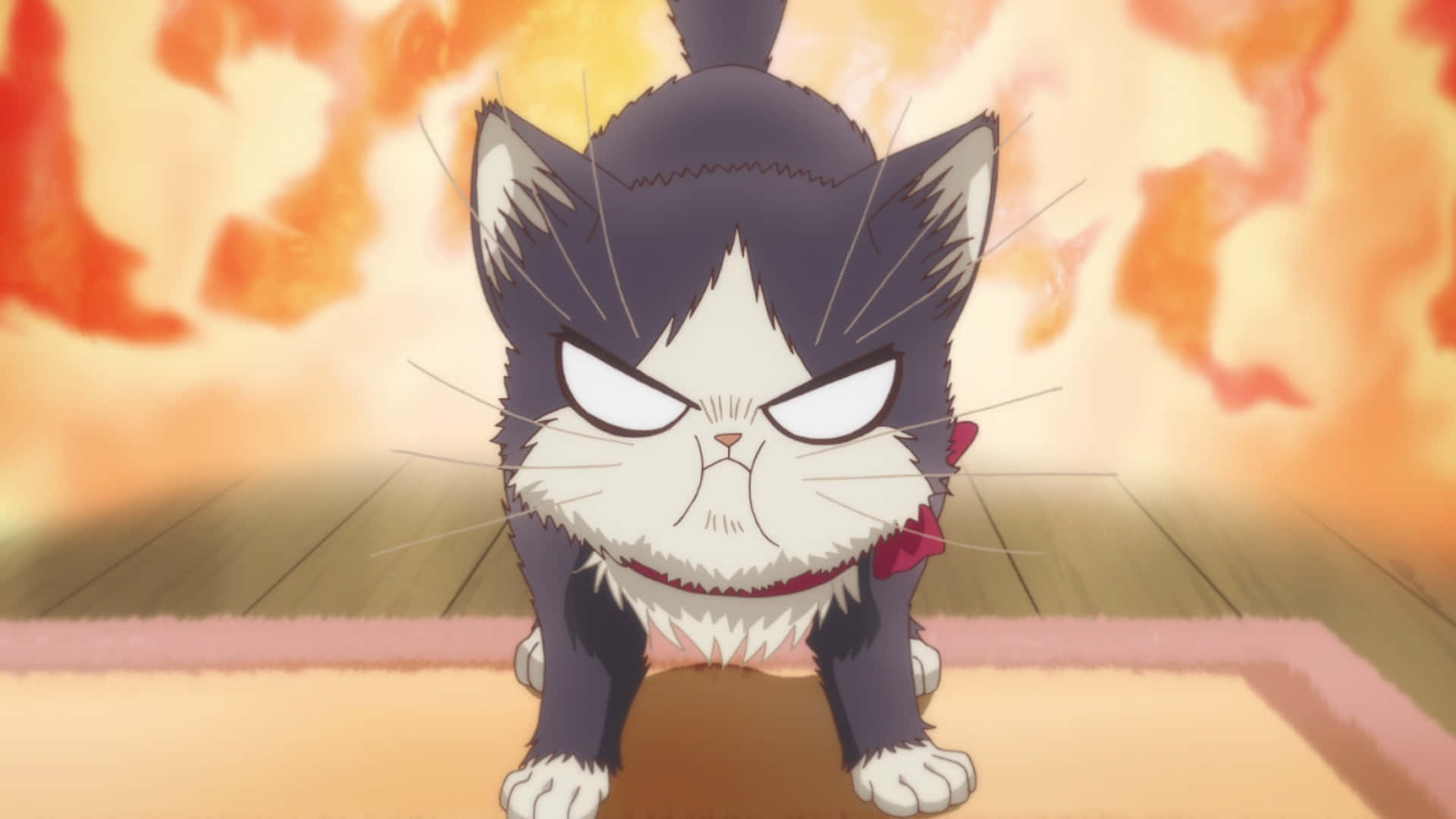 An Animated Scene From 'my Roommate Is A Cat' Anime Series Wallpaper