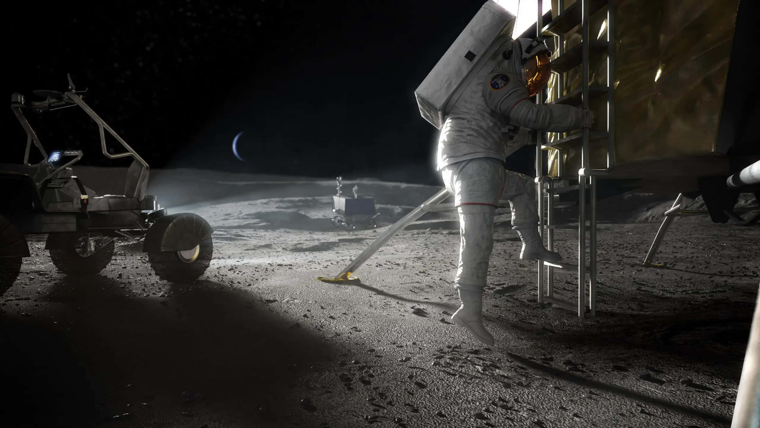 An Astronaut's Giant Leap On The Lunar Surface Wallpaper