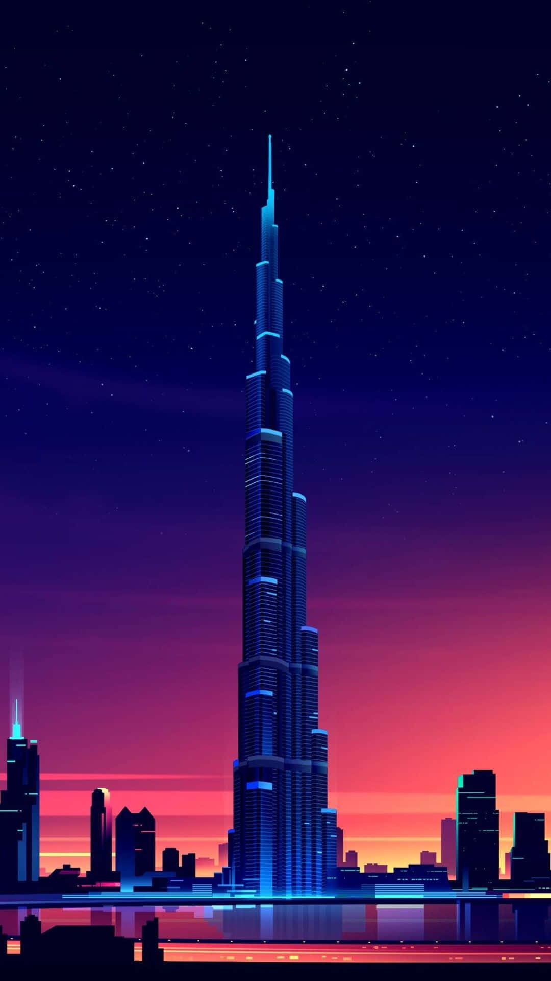 "an Enchanting Evening View Of The Iconic Burj Khalifa"