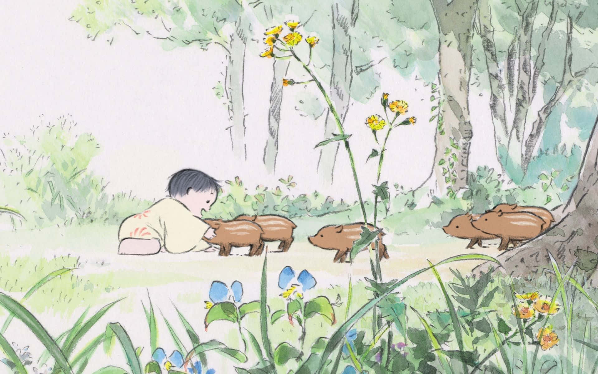 An Enigmatic Scene From The Tale Of The Princess Kaguya Wallpaper