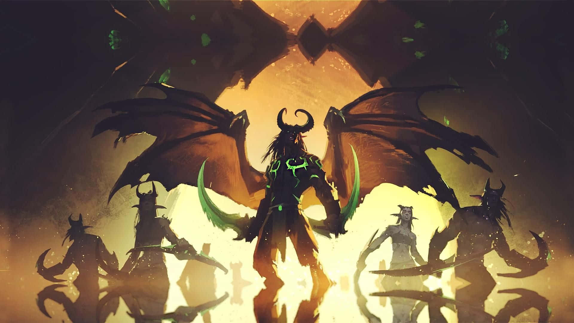 An Epic Demon Hunter Leaps Into Battle - World Of Warcraft Wallpaper