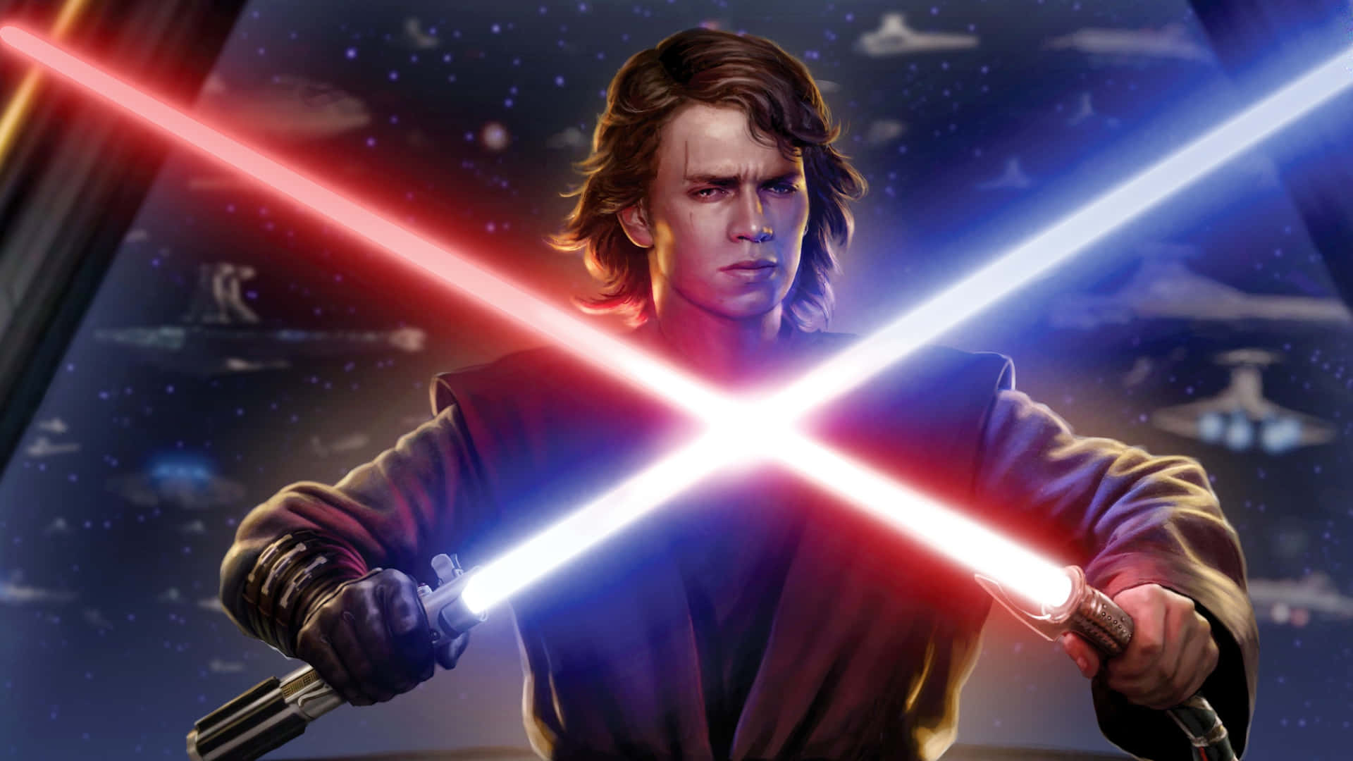 Anakin Skywalker Dual Lightsabers Wallpaper
