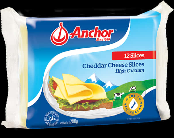 Anchor Cheddar Cheese Slices Packaging PNG