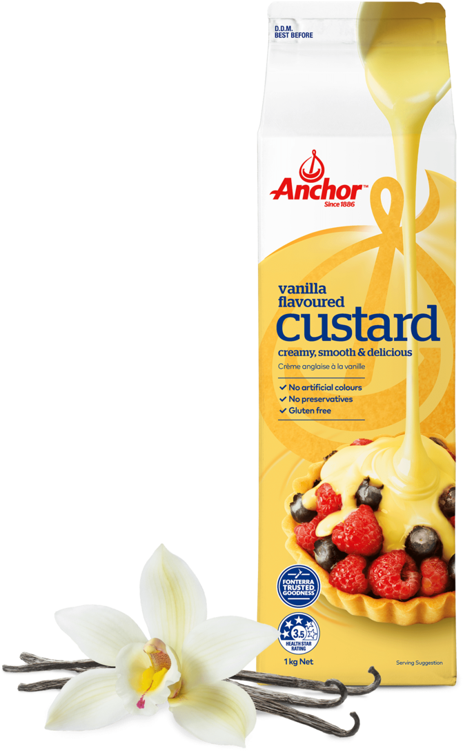 Anchor Vanilla Flavoured Custard Packaging PNG