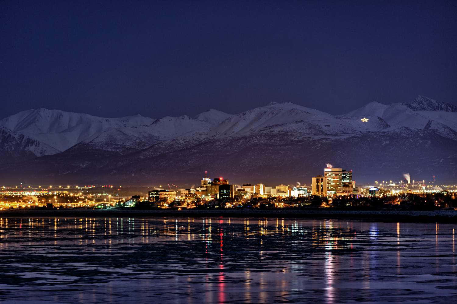 Anchorage Alaska Night In City Picture