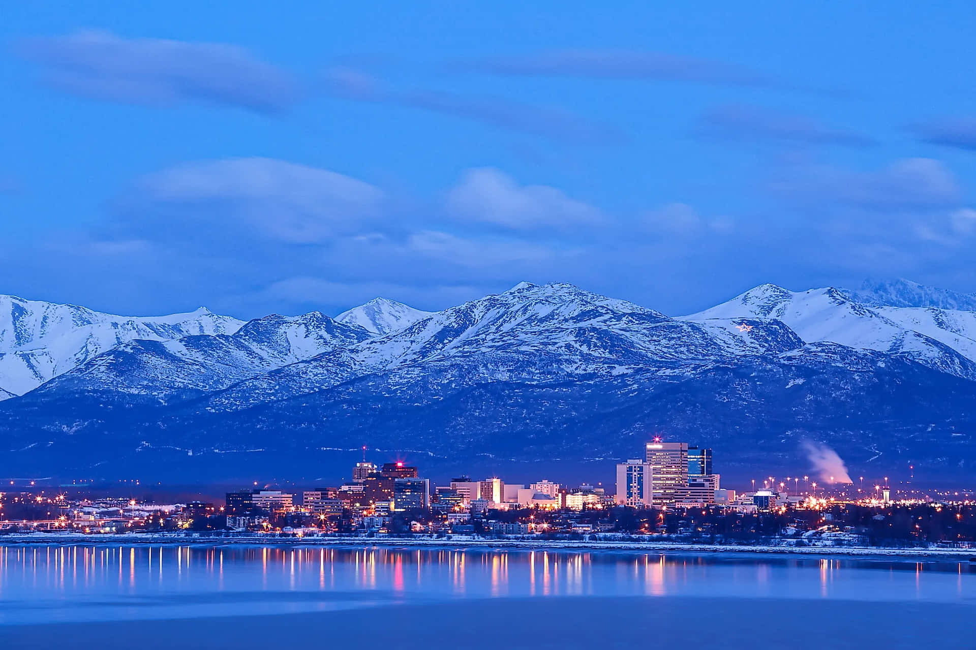 Anchorage Alaska Snowy City Night Lights Picture