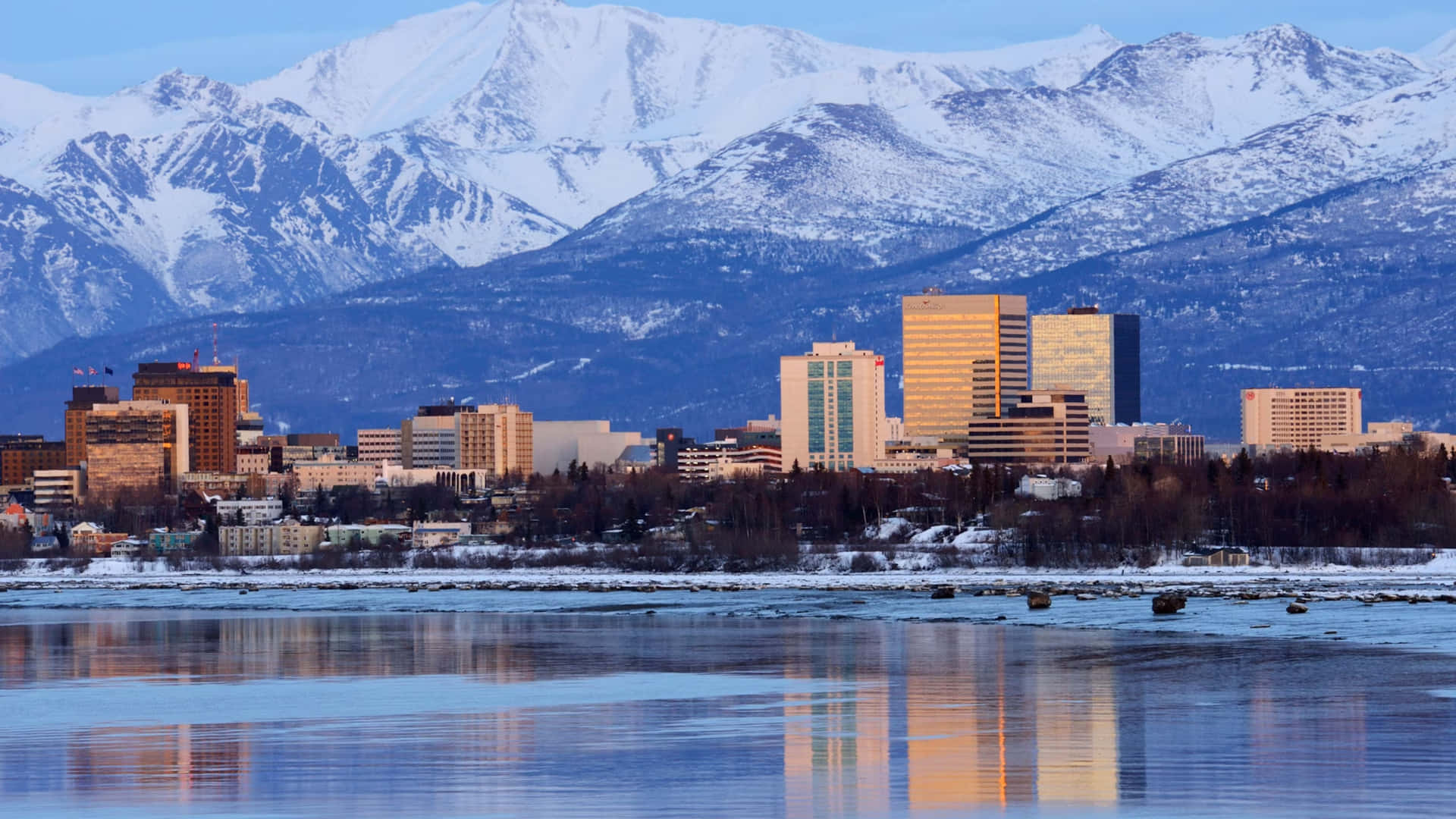 Anchorage Alaska City Between Lake And Mountains Picture