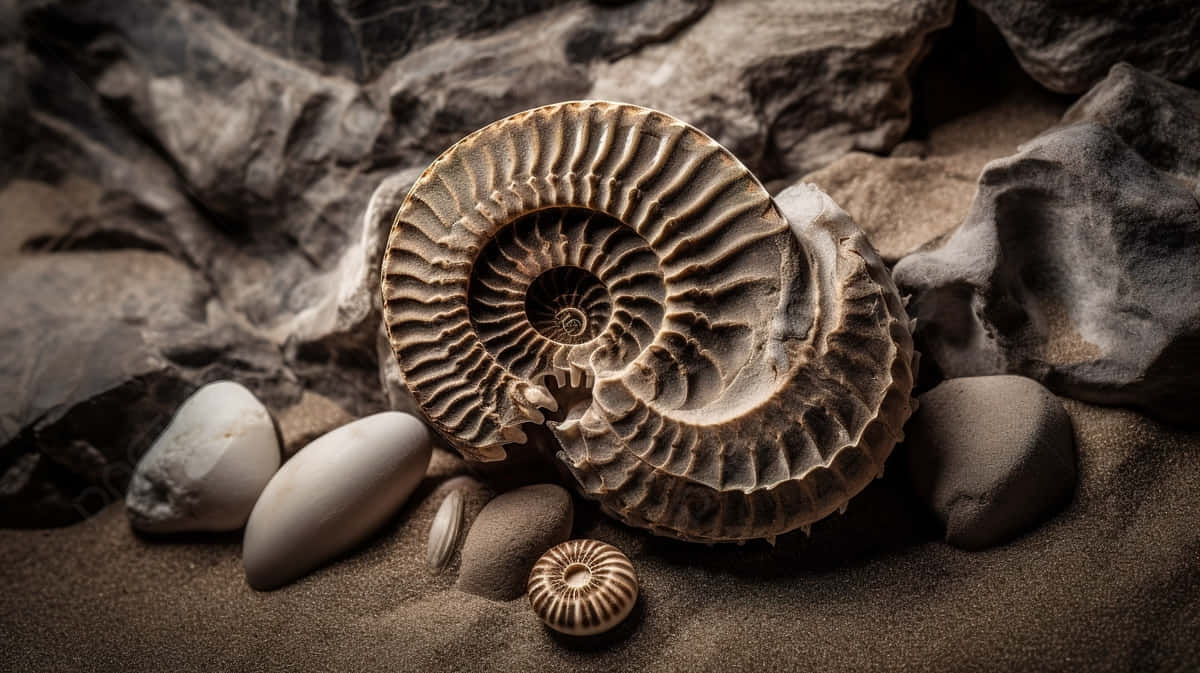 Ancient Ammonite Fossil Display Wallpaper