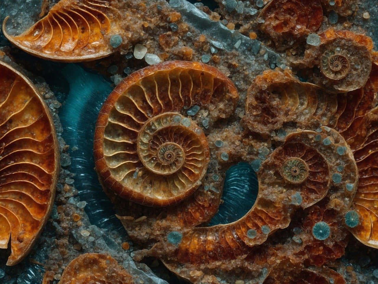 Ancient Ammonite Fossils Wallpaper