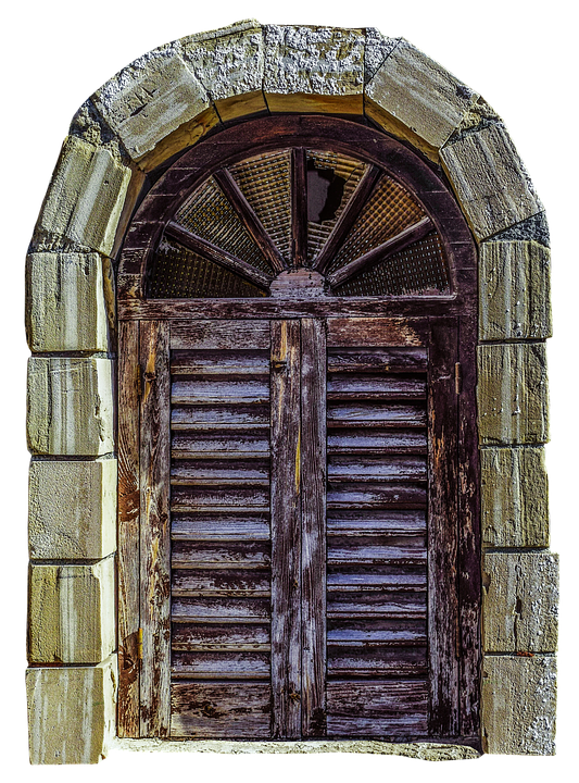 Ancient Arched Stone Window Shutters PNG