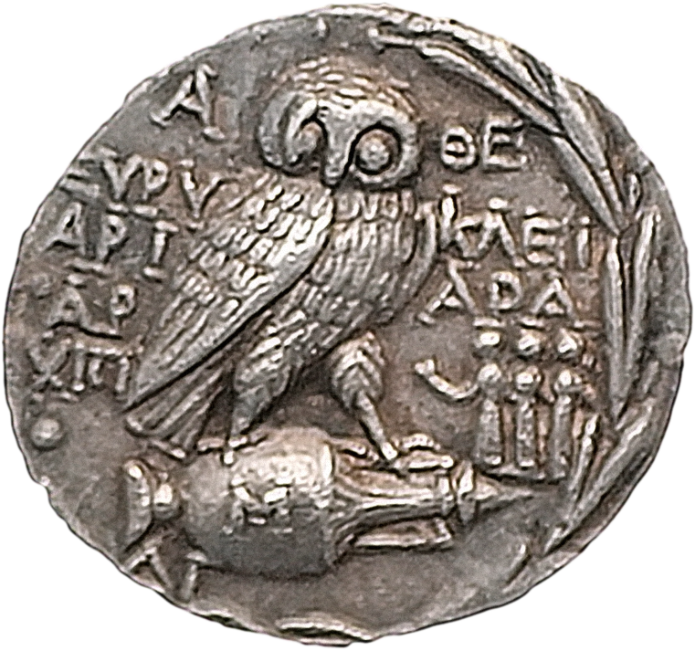 Ancient Athenian Owl Coin PNG