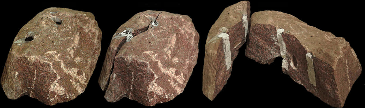 Ancient Broken Stone Artifact Reconstruction PNG