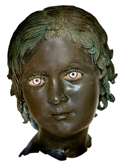 Ancient Bronze Bust Girl PNG