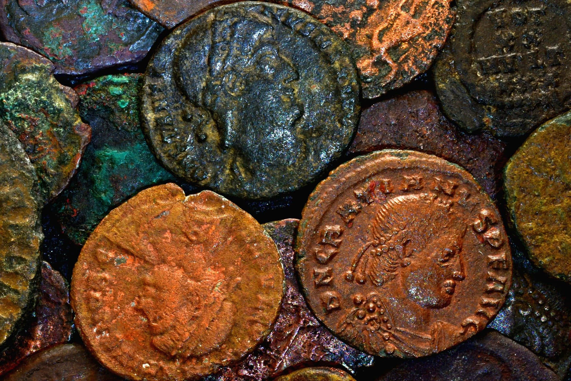 Ancient Copper Coins Texture Wallpaper