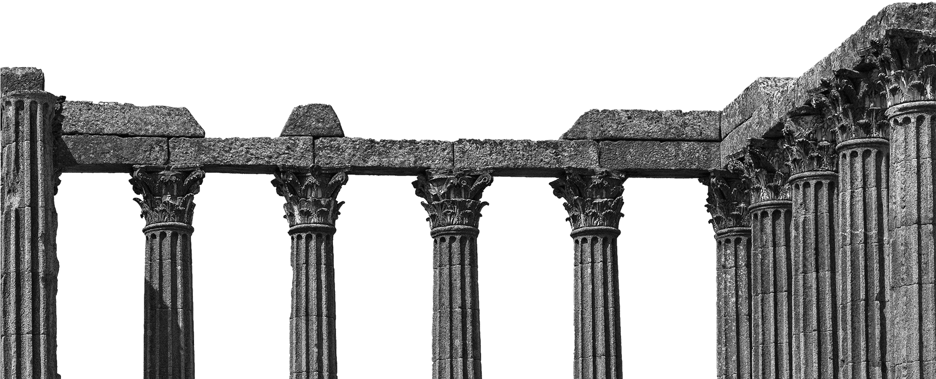 Ancient Corinthian Columns Sky Background PNG