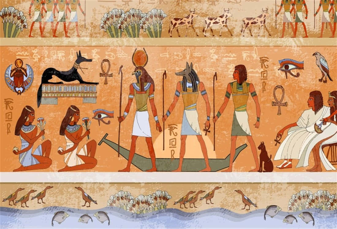 Pyramidernai Giza Lyser Upp Horisonten I Det Antika Egypten. Wallpaper