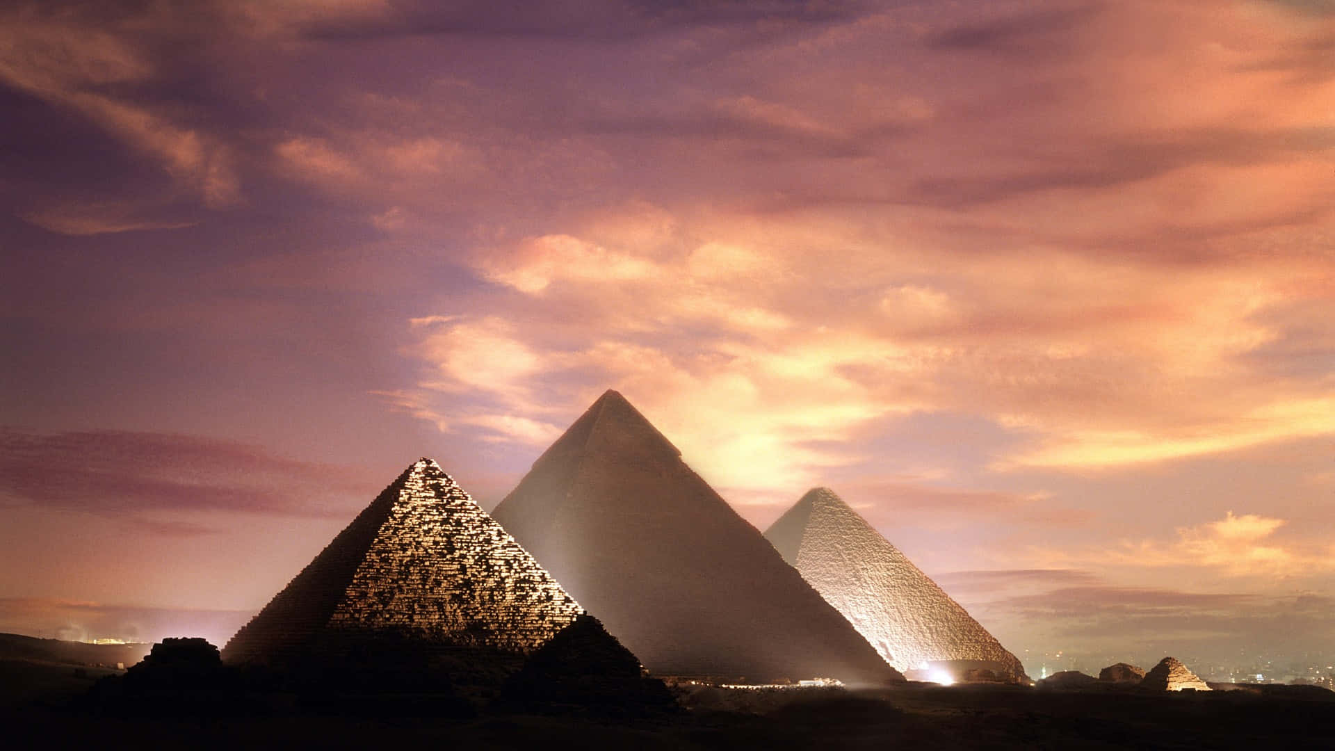 Diepyramiden Von Gizeh Bei Sonnenuntergang Wallpaper