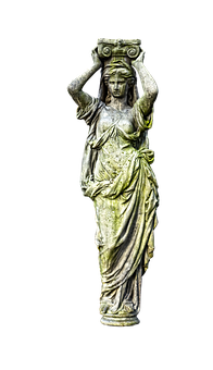 Ancient Female Figure Carrying Urn Statue PNG