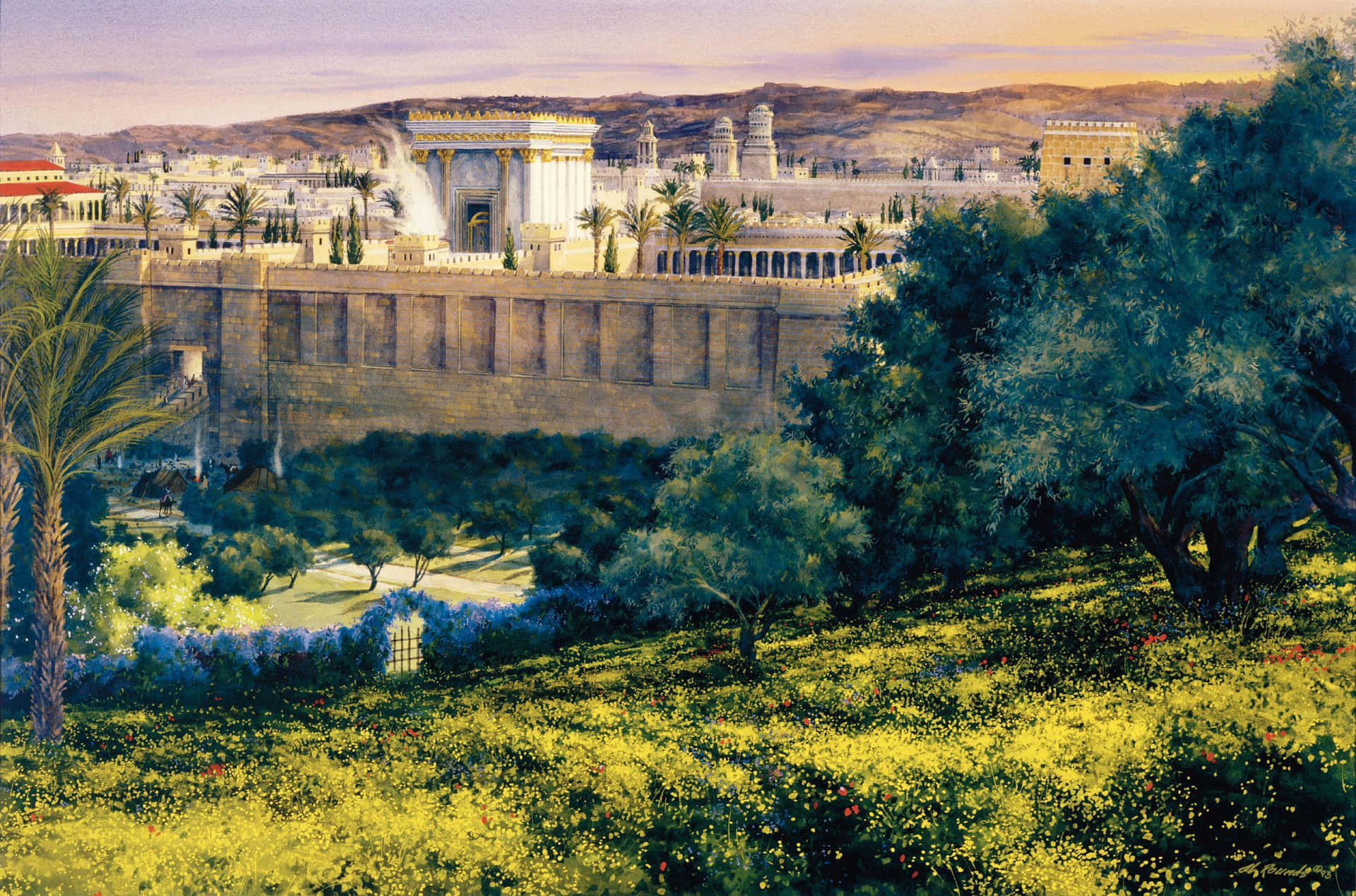 Ancient Jerusalem Temple Illustration Wallpaper
