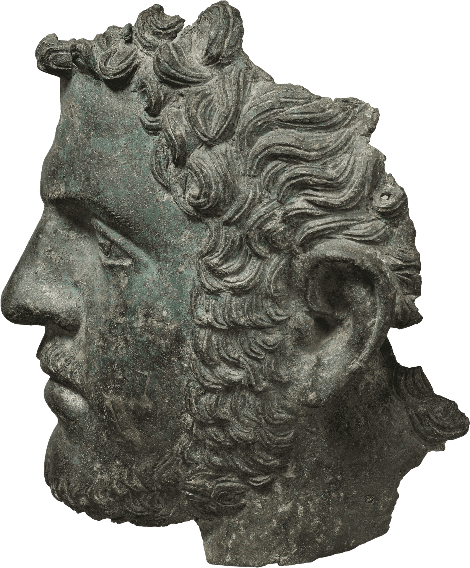 Ancient Roman Bronze Bust PNG
