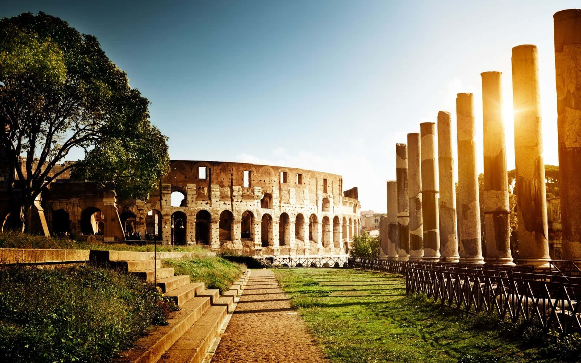 Ancient Roman Colosseum Park Desktop Wallpaper