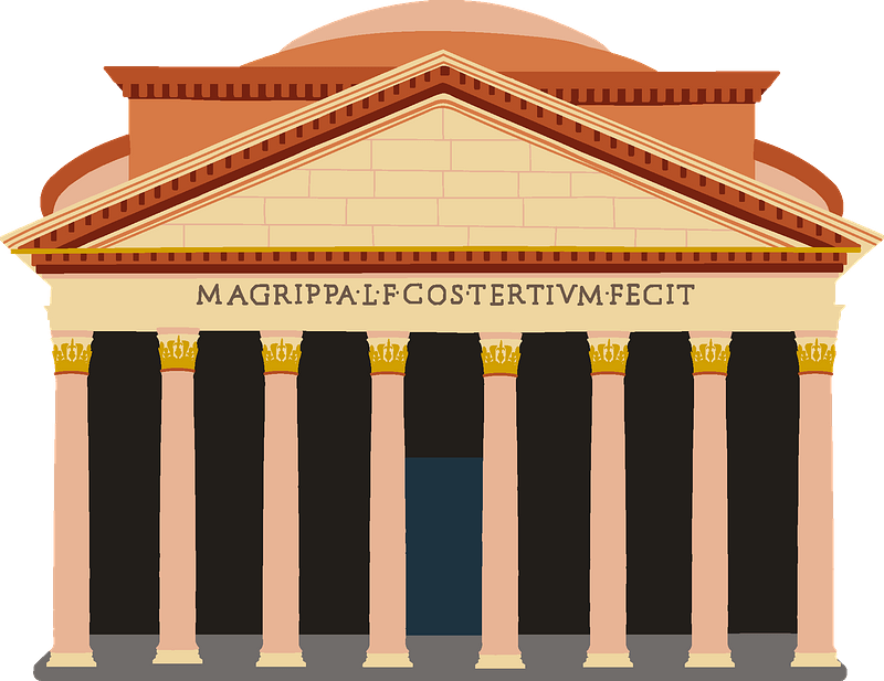 Ancient Roman Temple Facade PNG