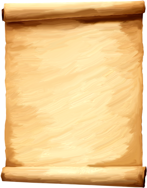 Ancient Scroll Parchment Texture PNG — An empty parchment scroll with warm beige tones and visible brush strokes stands ready for writing.