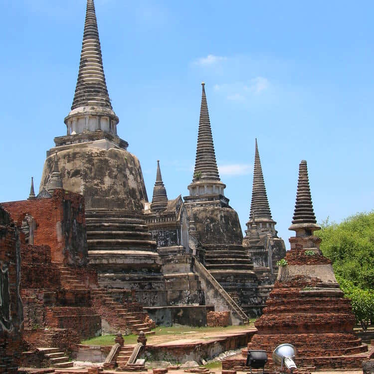 Ancient Stupas Ayutthaya Thailand Wallpaper