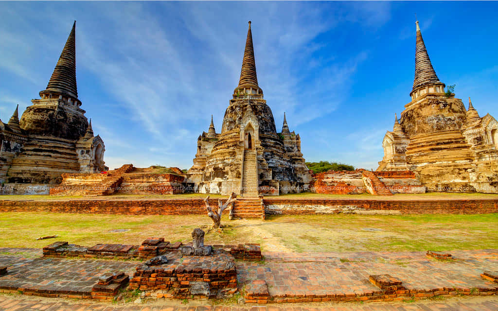 Ancient Temples Ayutthaya Historical Park Thailand Wallpaper