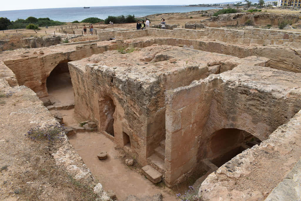 Ancient Tombs Overlooking Sea Cyprus Wallpaper