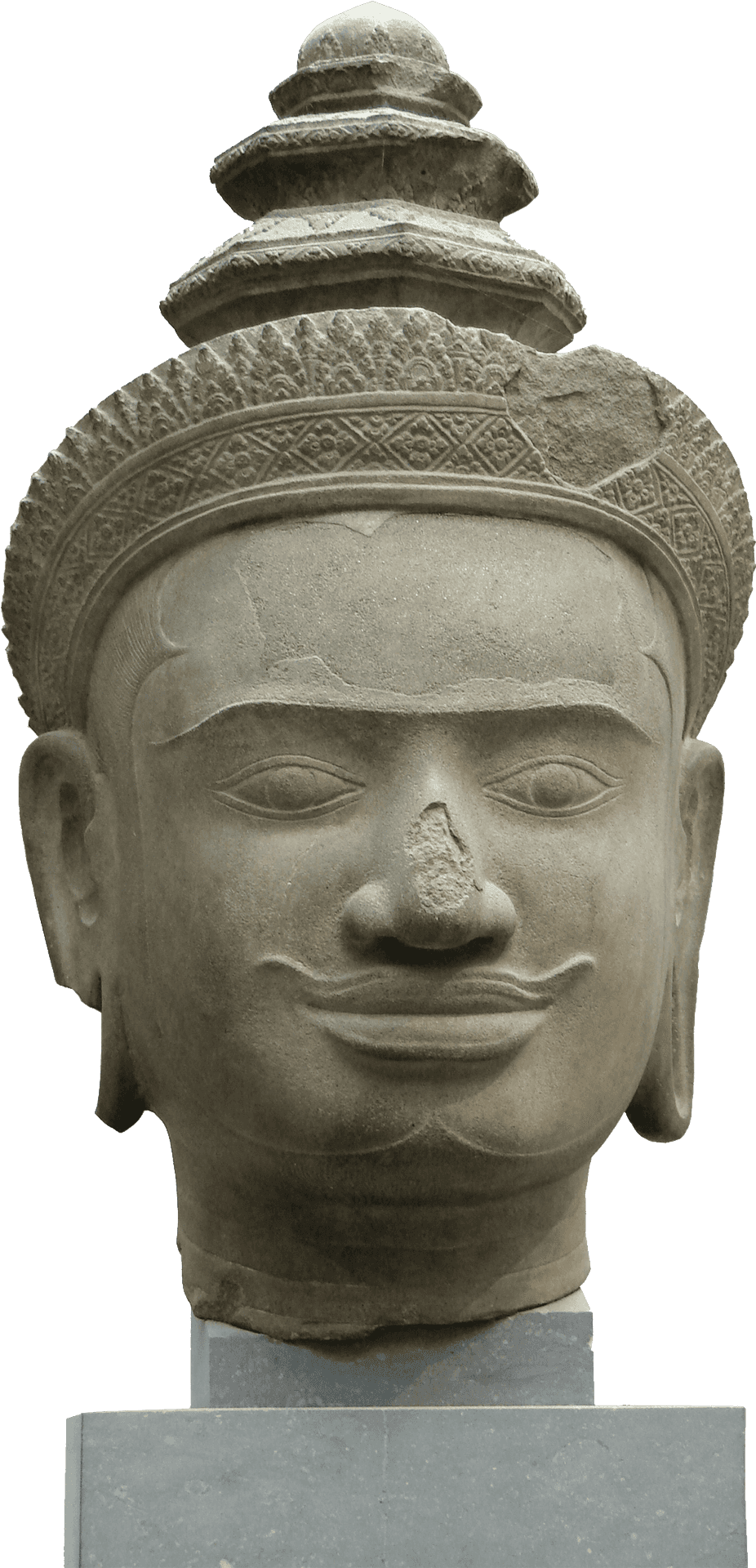 Ancient Vishnu Head Sculpture PNG