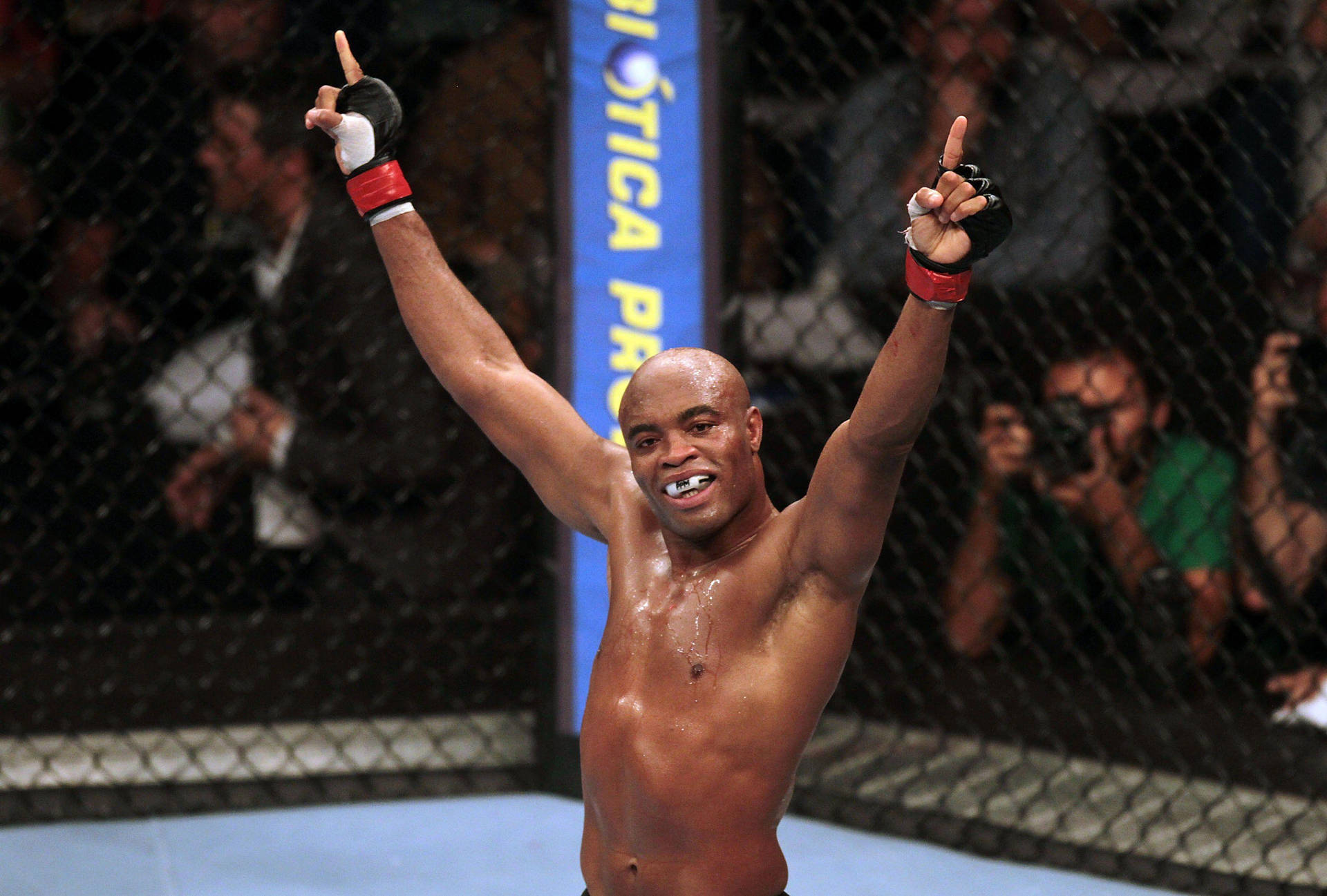 Anderson Silva Pointing Up Victory Wallpaper