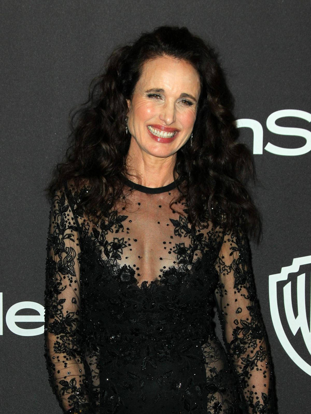 Andie Macdowell Black Lace After-party Dress Wallpaper