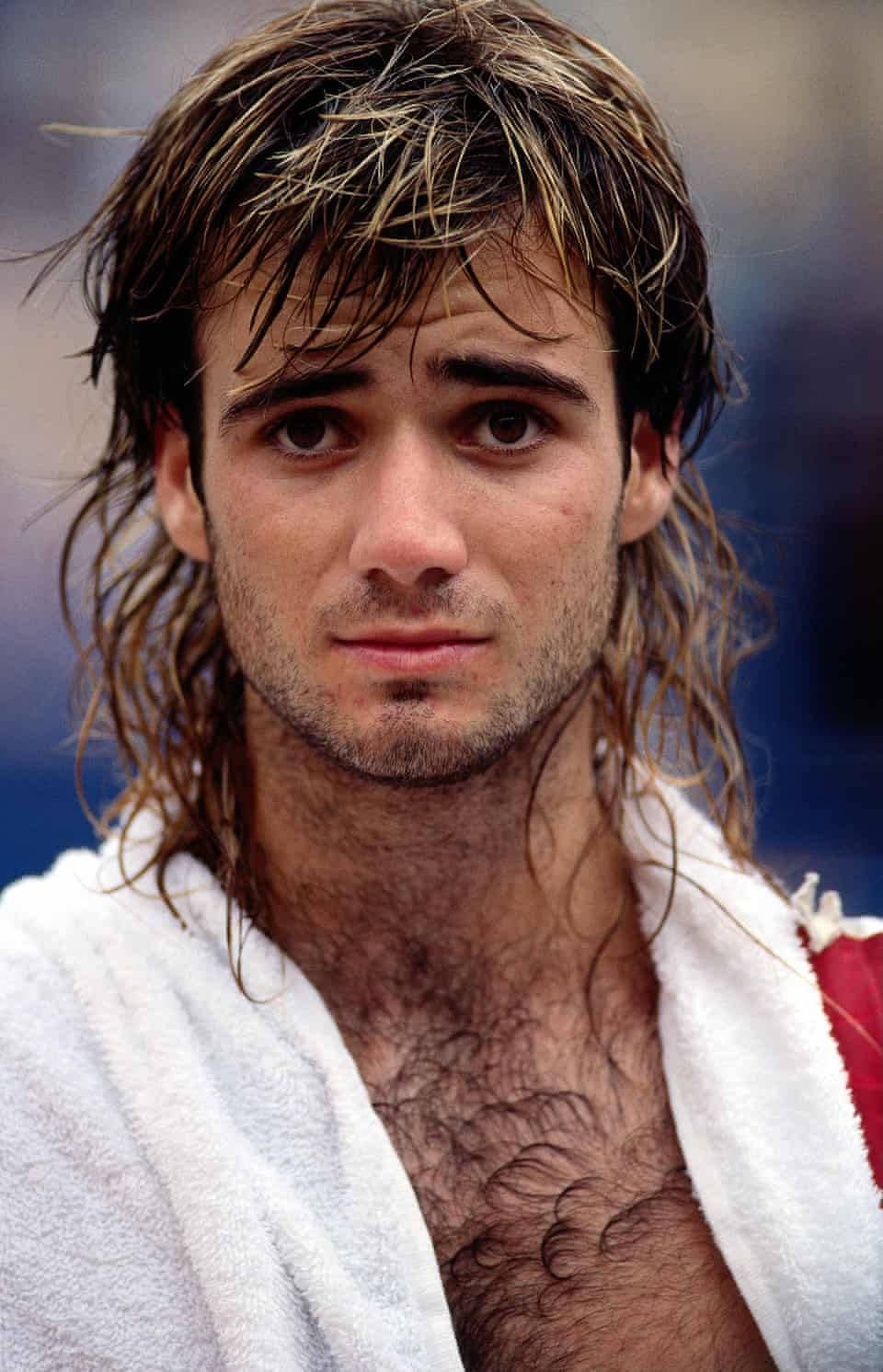 Tennis Legend Andre Agassi Sporting Long Wet Hair Wallpaper