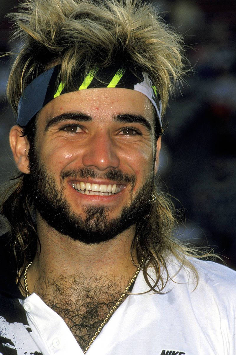 Andre Agassi Sporting A Long Mullet Wallpaper