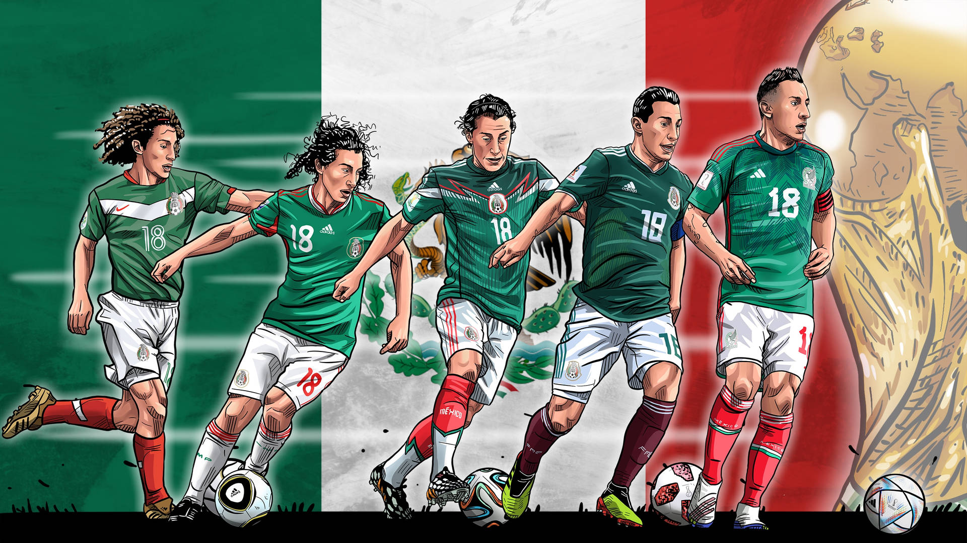 Andres Guardado Art Mexico National Football Team Wallpaper