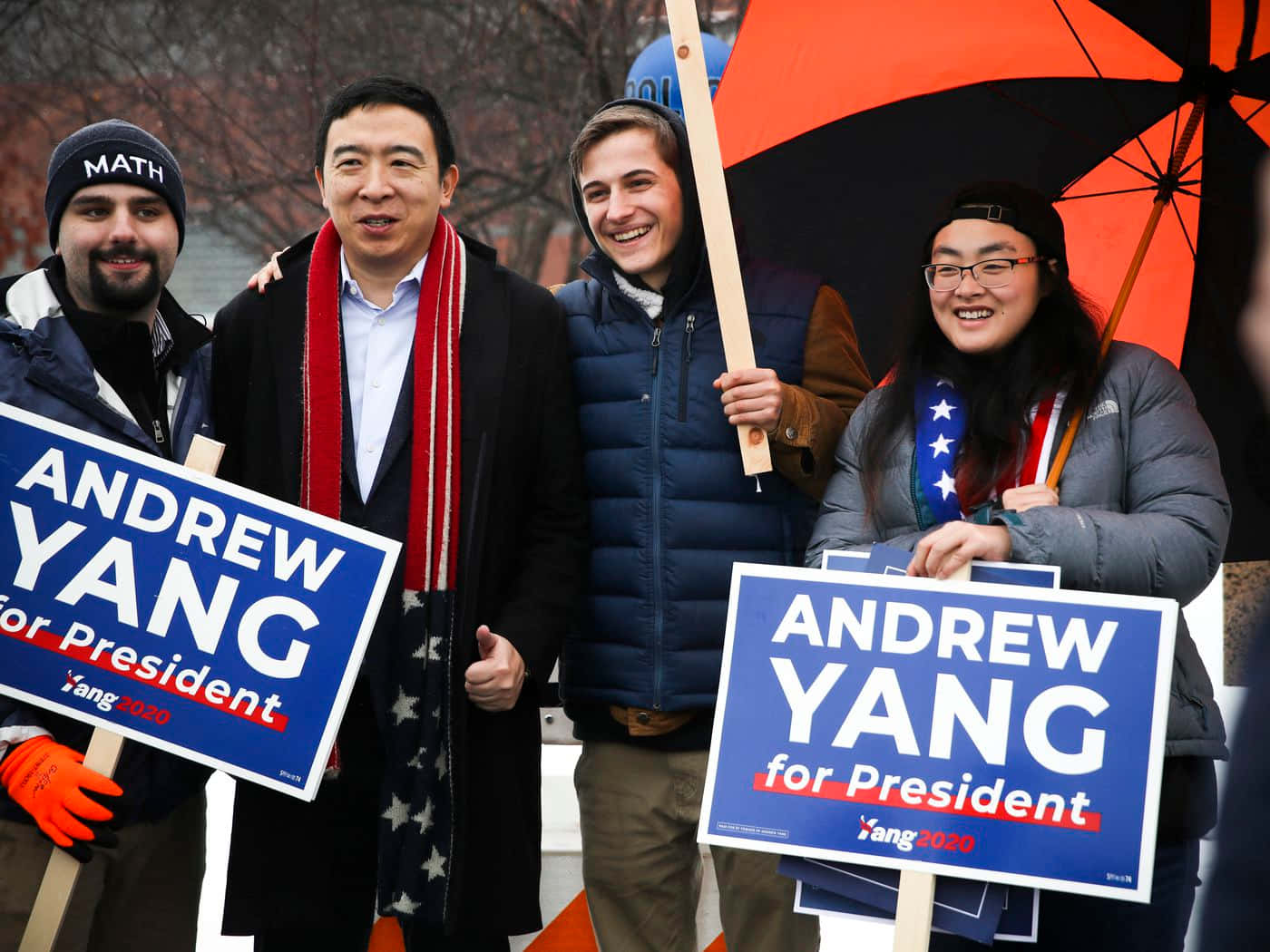 Andrew Yang With Supporters Wallpaper