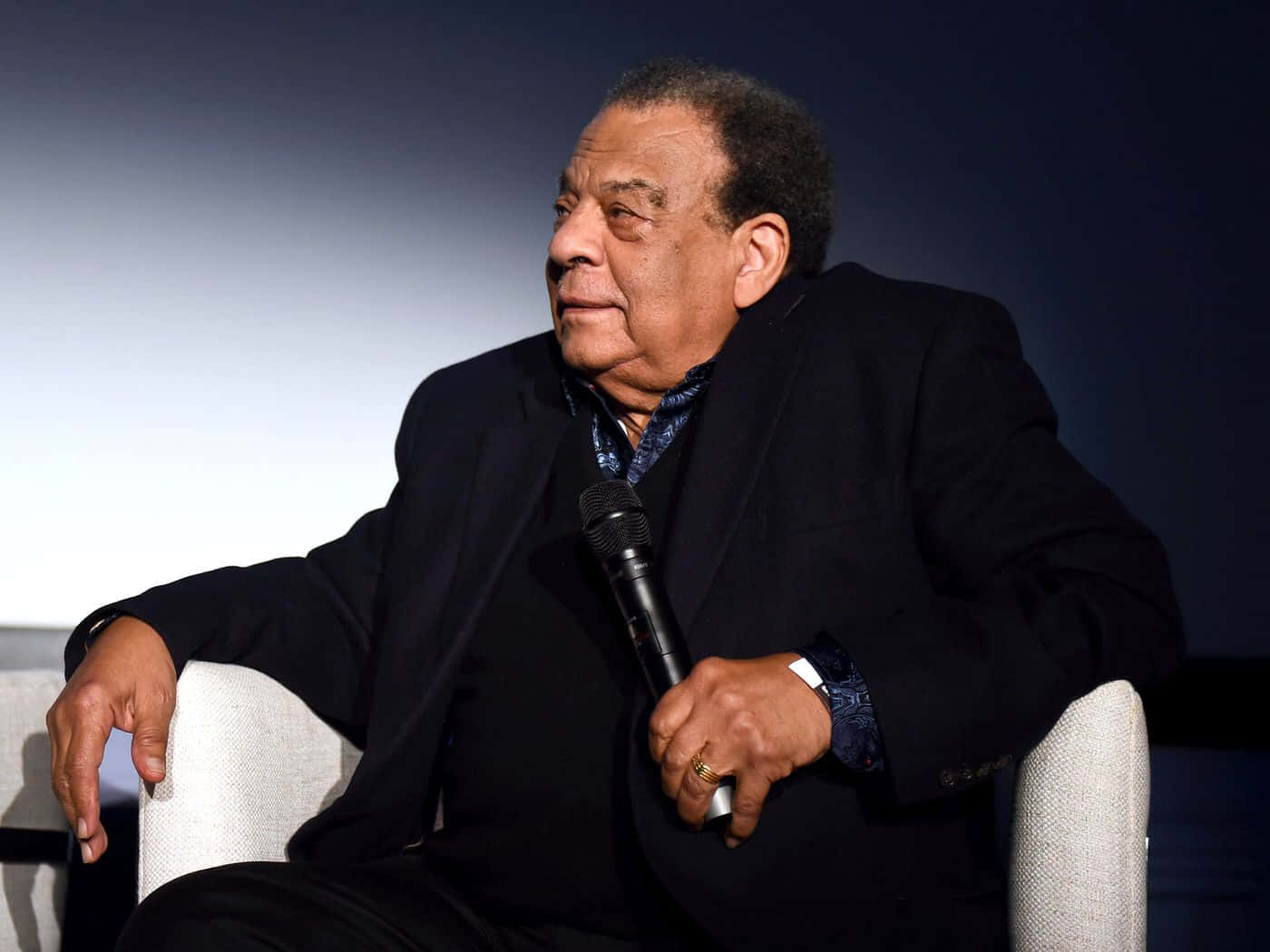 Andrew Young Holding Microphone Wallpaper
