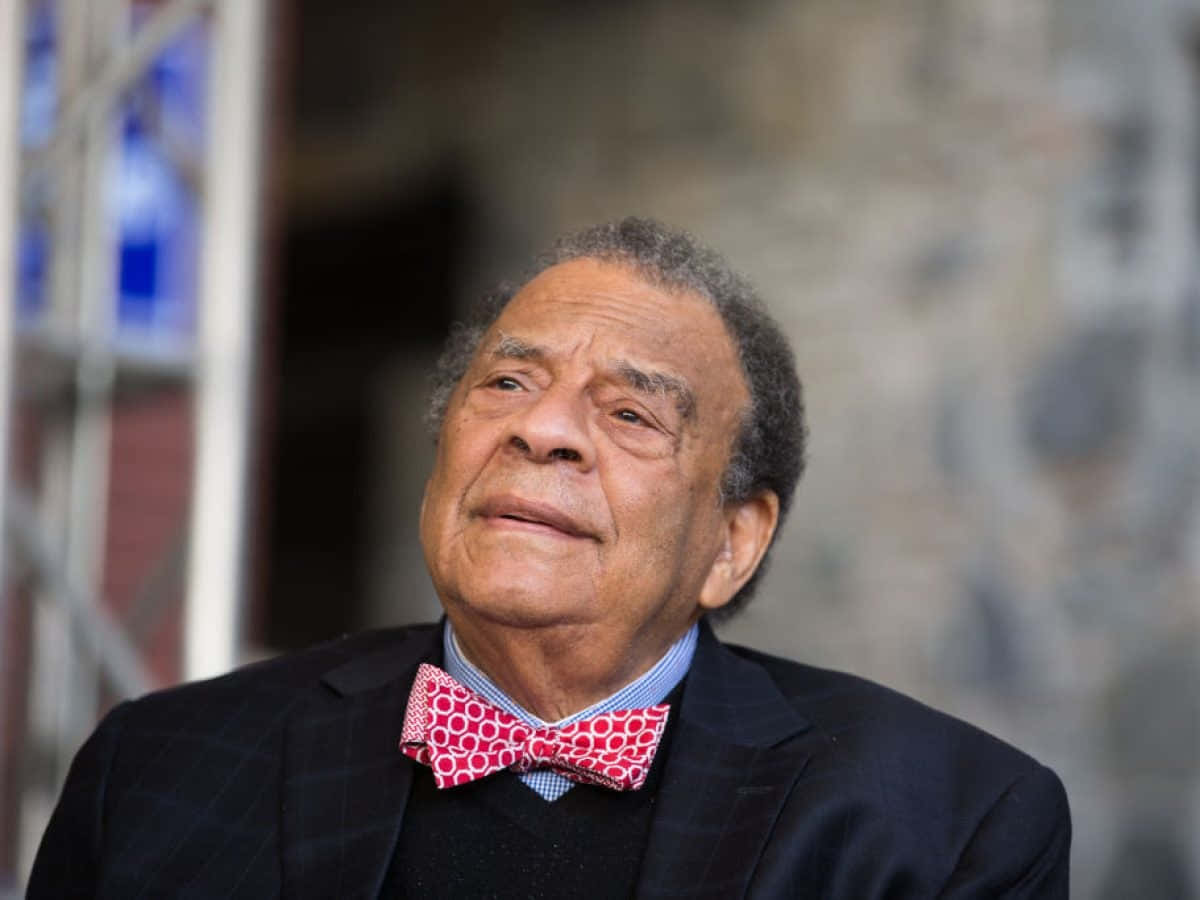 Andrew Young With Grid-Patterned Bowtie Wallpaper